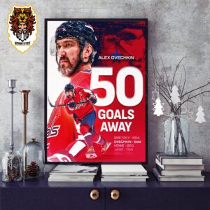 Alex Ovechkin Is Now Only 50 Goals Away From Tying Wayne Gretzky For The Most Goals In NHL History Home Decor Poster Canvas