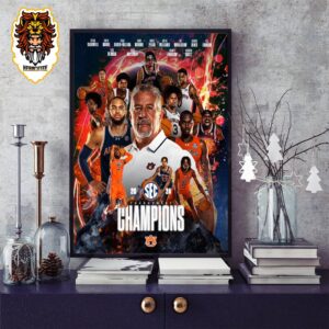 Congratulations Auburn Tigers Is SEC Tournament Men Basketball Champions Season 2023-2024 Home Decor Poster Canvas