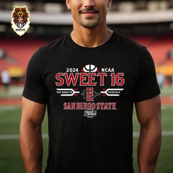 NCAA March Madness 2024 San Diego State Men’s Basketball Sweet 16 The Road To Phoenix Unisex T-Shirt