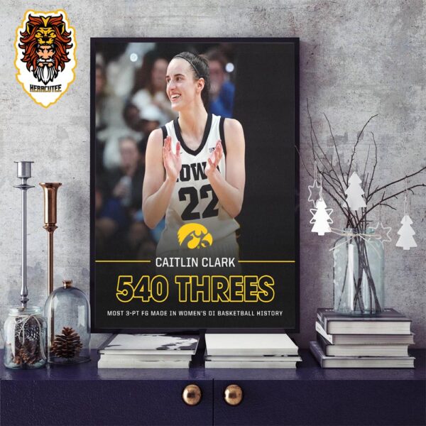 Caitlin Clark Is The Most 3-Pt FG Made In Women’s Divison 1 Basketball History With 540 Threes Home Decor Poster Canvas