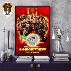 Celebration Bayer 04 Leverkusen Deutscher Meister SVB 2023-2024 Home Decor Poster Canvas