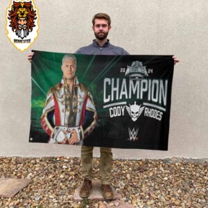 Cody Rhodes Finish The Story And New WWE WrestleMania XL Universal Champions  Garden House 2 Sides Flag