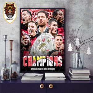Congratulations To Bayer 04 Leverkusen Win Bundeliga Champions 2023-2024 Home Decor Poster Canvas