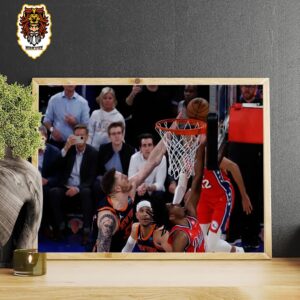Isaiah Hartenstein Clutch Block On Tyrese Maxey In Knicks Versus 76ers Match NBA Playoffs Season 2023-2024 Home Decor Poster Canvas