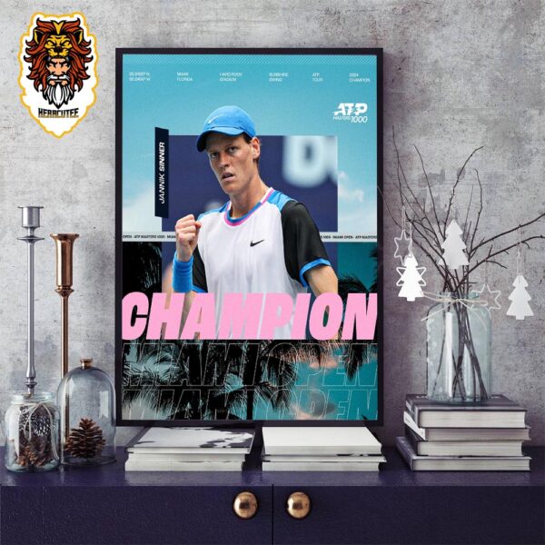 Jannik Sinner Secures His Second Masters Title With Miami Open Champion Home Decor Poster Canvas