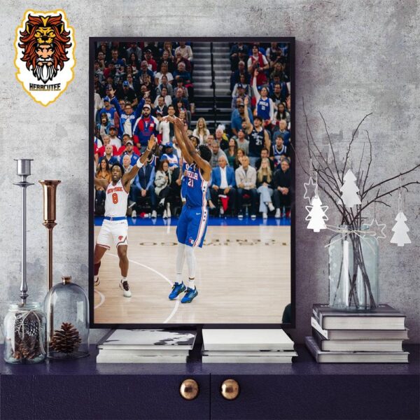 Joel Embiid Lead The Philadelphia 76ers Get The First Win In Round 1 With Knicks With 50 Points Home Decor Poster Canvas