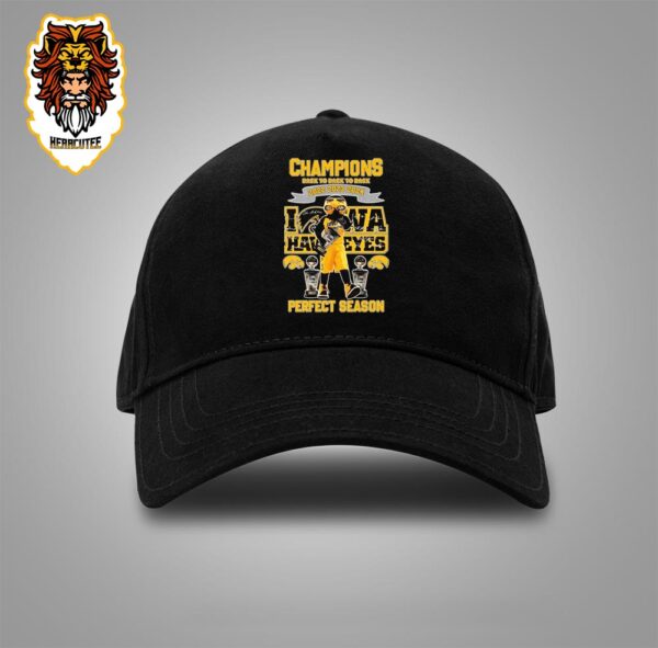 Official Champions Back To Back To Back 2022 2023 2024 Iowa Hawkeyes Perfect Season Snapback Classic Hat Cap