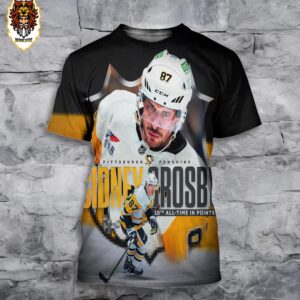 Pittsburgh Penguins Sidney Crosby Has Tied Phil Esposito For The 10th Most Points In NHL History 3D All Over Print Shirt