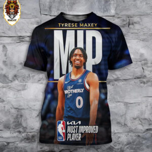 Tyrese Maxey Philadelphia 76ers Is The 2023-2024 Kia NBA Most Improved Player Award Winner 3D All Over Print Shirt