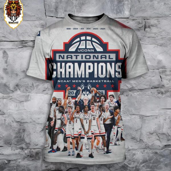 UConn Huskies Are Back To Back National Champions NCAA Division I Men’s Basketball 2024 March Madness 3D All Over Print Shirt