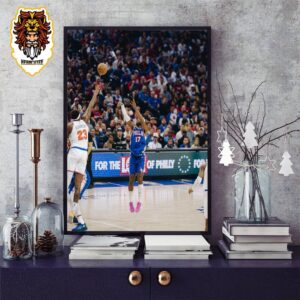 Buddy Hield On Fire Shooting Form From The Downtown In Series 76ers Versus Knicks Season 2024 Home Decor Poster Canvas