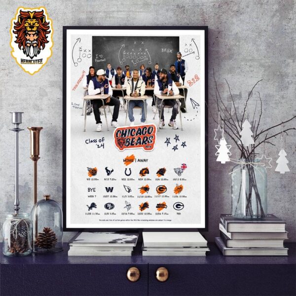 Chicago Bears Revealed Their New Season NFL 2024 Schedule With Class Of 24 Home Decor Poster Canvas