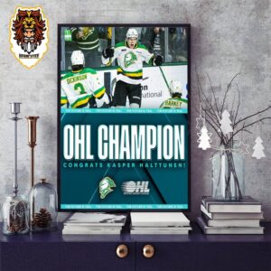 Congrats To San Jose Sharks Winning The OHL Championship After Prospecting Kasper Halttunen And The London Knights Home Decor Poster Canvas