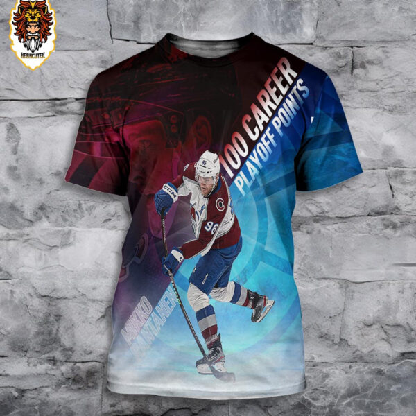 Congratulations Mikko Rantanen Colorado Avalanche With His 100 Career NHL Playoff Points All Over Print Shirt