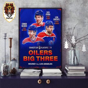 Edomonto Oilers  Big Three Stats In Round 1 Vs Los Angeles Help Oilers Come To Round 2 Stanley Cup NHL Playoffs 2024 Home Decor Poster Canvas