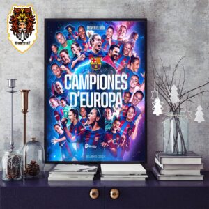 FC Barca Women Europe Champions Campiones D’Europa Movem El Mon 23-24 Home Decor Poster Canvas