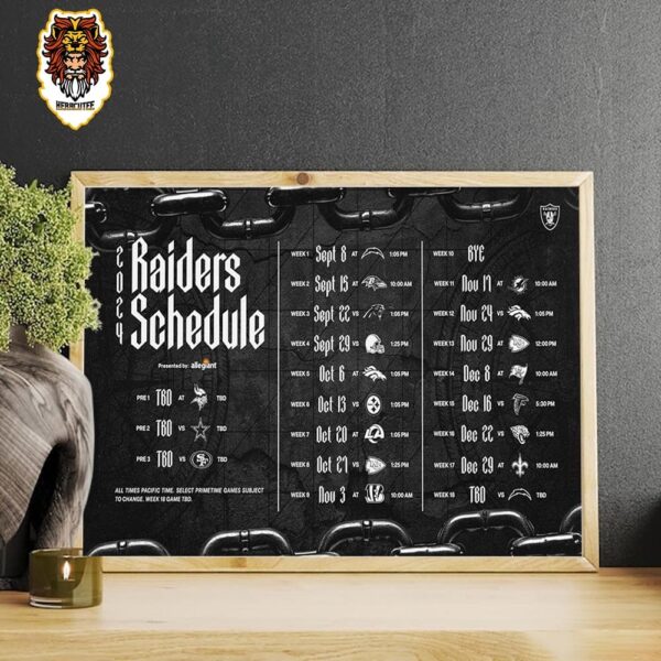 Las Vegas Raiders Revealed Their New Season NFL 2024 Schedule Home Decor Poster Canvas