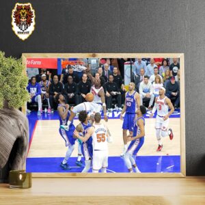 OG Anunoby Poster Incredible Dunk On Embiid New York Knicks Knock Out 76ers To Round 2 NBA Playoffs 2024 Home Decor Poster Canvas