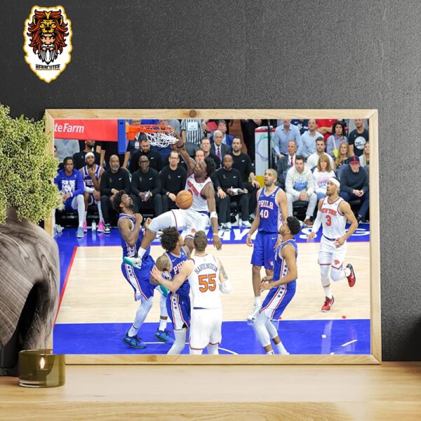 OG Anunoby Poster Incredible Dunk On Embiid New York Knicks Knock Out 76ers To Round 2 NBA Playoffs 2024 Home Decor Poster Canvas
