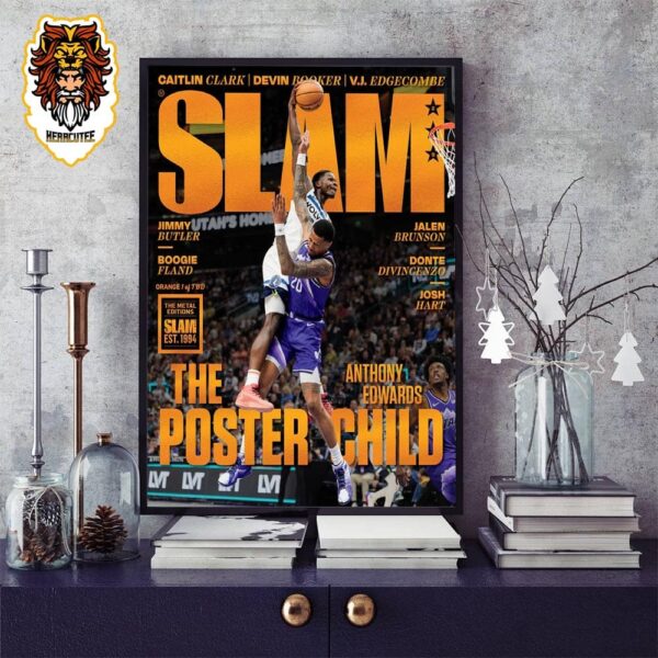 Orange Metal Anthony Edwards The Poster Child Iconic Dunk Moment Ant On The Cover Of Slam Online Home Decor Poster Canvas