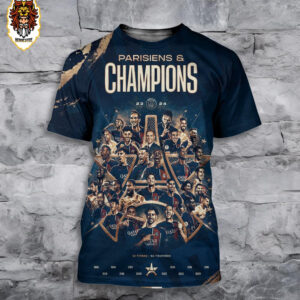 Paris Saint-Germain Ligue 1 Champions 12 Titres 50 Trophies Parisiens Champions 3D All Over Print Shirt