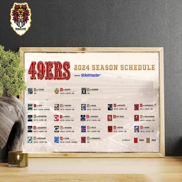 San Francisco 49ers Revealed New Season NFL 2024 Schedule Home Decor Poster Canvas